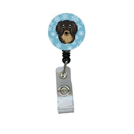 CAROLINES TREASURES Snowflake Longhair Black And Tan Dachshund Retractable Badge Reel BB1647BR